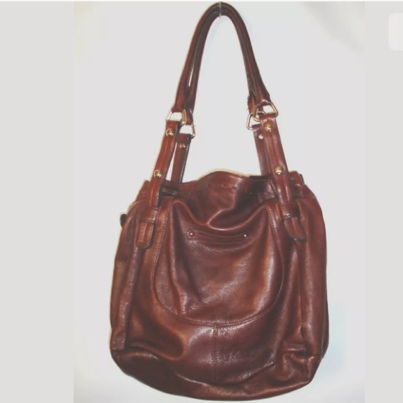 B Makowsky Tan Brown Large Leather Shoulder Bag - Picture 5 of 8